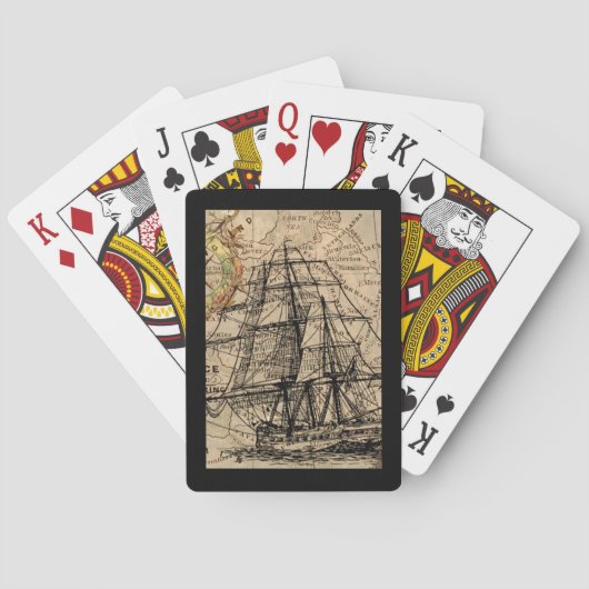 Antiek Schip En Kaart (Achterkant)