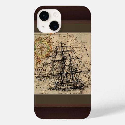 Antiek Schip En Kaart Case-Mate iPhone Case (Achterkant)