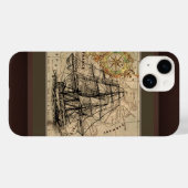 Antiek Schip En Kaart Case-Mate iPhone Case (Achterkant (horizontaal))