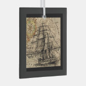 Antiek Schip En Kaart Glas Ornament (Voorkant Rechts)