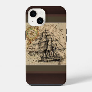 Antiek Schip En Kaart iPhone 14 Hoesje