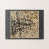 Antiek Schip En Kaart Legpuzzel (Horizontaal)