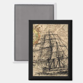 Antiek Schip En Kaart Magneet (Voorkant / Achterkant)