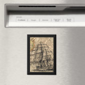 Antiek Schip En Kaart Magneet (Insitu (Vaatwasser))