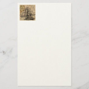 Antiek Schip En Landkaart Briefpapier