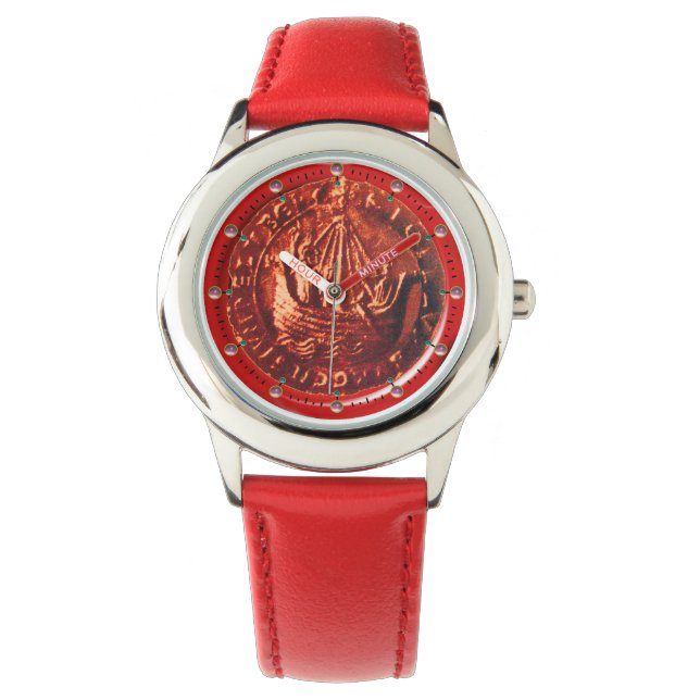 ANTIEK SCHIP, GALLEON Red Wax Seal Horloge (Voorkant)