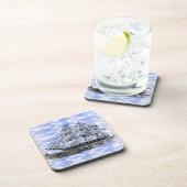 Antiek schip op blauw drankjes onderzetter (Rechterzijde)