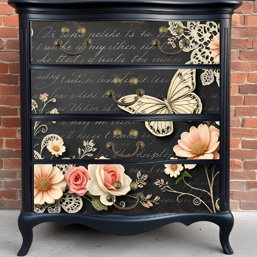 Antiek schoolbord Botanicals Decoupage Print Tissuepapier