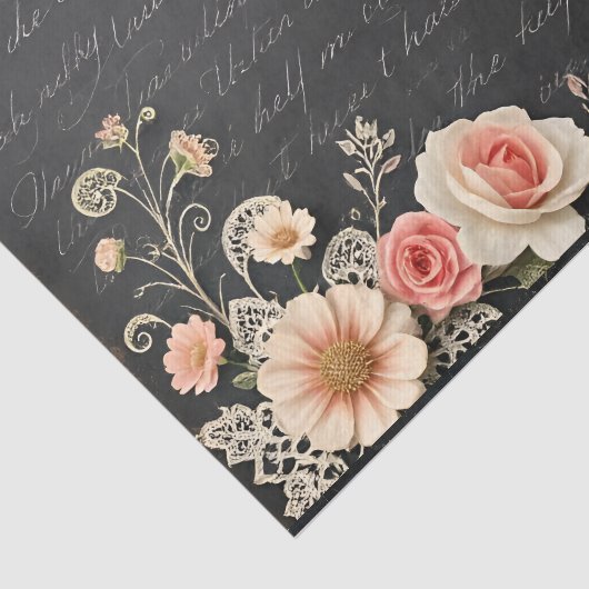 Antiek schoolbord Botanicals Decoupage Print Tissuepapier (Detail)