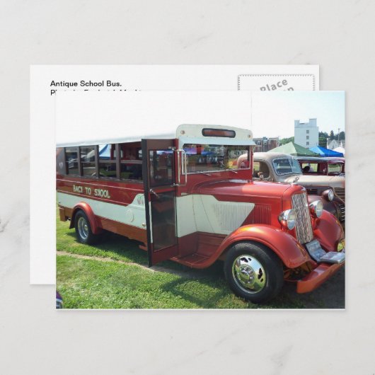 Antiek schoolbus briefkaart (Voorkant / Achterkant)