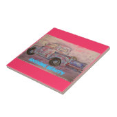 antiek schoonheidsblauwe patina tegeltje (Zijkant)