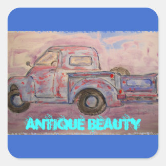 antiek schoonheidsblauwe patina vierkante sticker