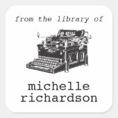 Antiek schrijfmachine bookplate vierkante sticker (Voorkant)