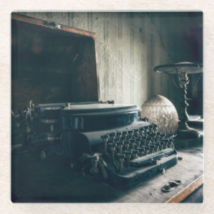 Antiek schrijfmachine Glazen Onderzetter