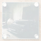 Antiek schrijfmachine Glazen Onderzetter (Achterkant)