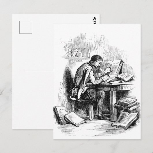 Antiek schrijver briefkaart (Voorkant / Achterkant)