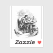 Antiek schrijver sticker (Vel)