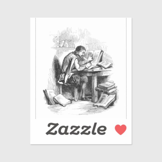 Antiek schrijver sticker (Vel)