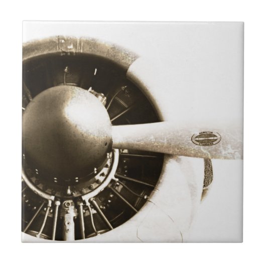 Antiek schroefvliegtuigpropeller keramische Tegel Tegeltje (Voorkant)