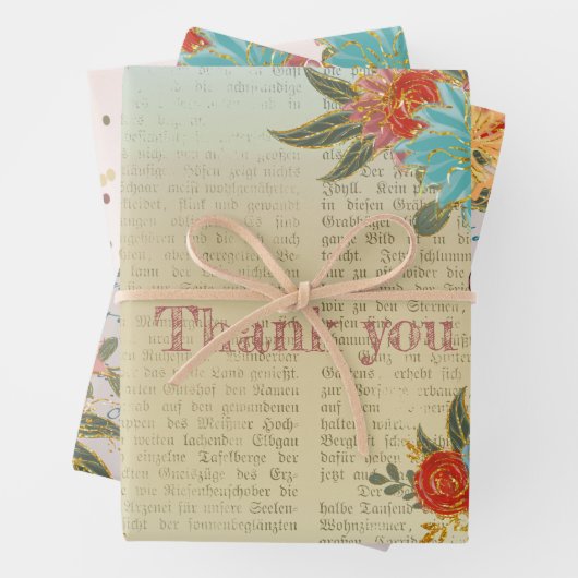 Antiek script botanisch Inpakpapier Vel (In situ)