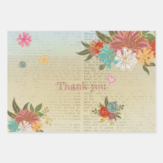 Antiek script botanisch Inpakpapier Vel (Voorkant)