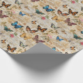 Antiek script & vlindercollage cadeaupapier (Hoek)