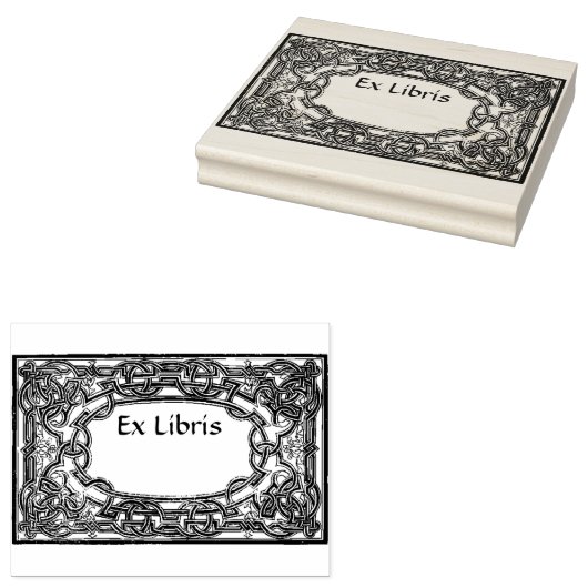 Antiek Scroll Boekplaat Ex Libris Rubberstempel (Gestempeld)