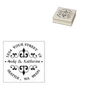 Antiek scroll retouradres rubberstempel (Gestempeld)