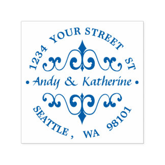 Antiek scroll retouradres  zelfinktende stempel