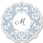 Antiek Scrollwork Stustblauw Sticker (Voorkant)