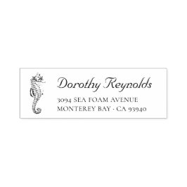 Antiek Seahorse met Elegant Script Font. Zelfinktende Stempel