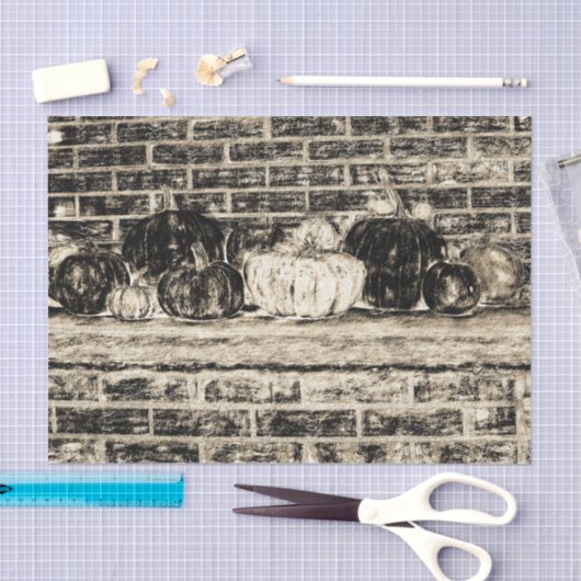  Antiek Sepia Autumn Pumpkins Brick Tissuepapier (Craft)