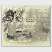  Antiek Sepia Beige Black — Muziek Cadeaupapier (Vlak)