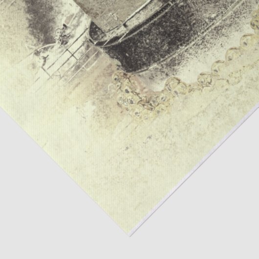  Antiek Sepia Beige Black — Muziek Tissuepapier (Detail)