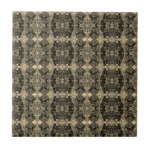 Antiek Sepia Black Art Nouveau Tegeltje