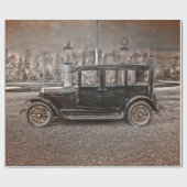  Antiek Sepia Black oude ritse auto Cadeaupapier (Vlak)