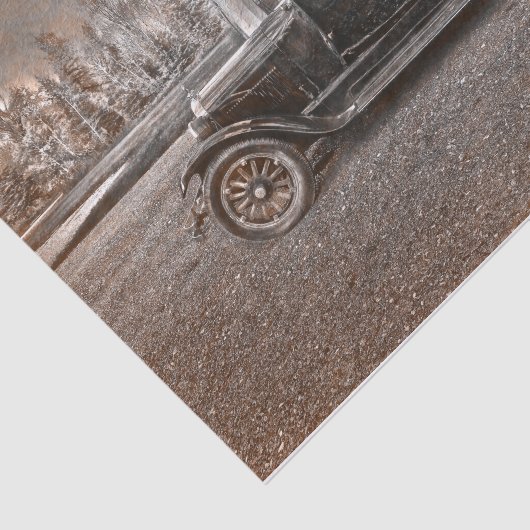 Antiek Sepia Black oude ritse auto Tissuepapier (Detail)