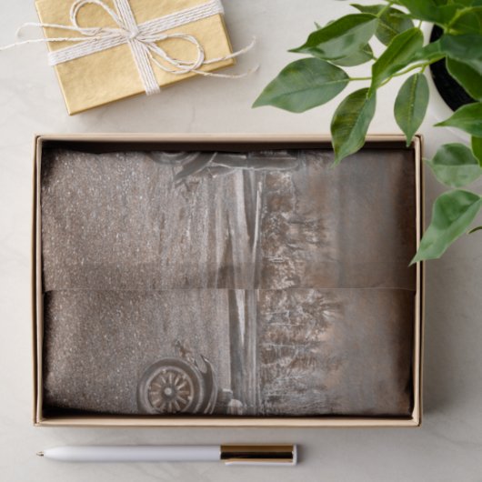 Antiek Sepia Black oude ritse auto Tissuepapier (Geschenk)