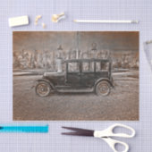 Antiek Sepia Black oude ritse auto Tissuepapier (Craft)