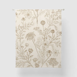Antiek Sepia Botanische Lijnkunst Bloempatroon