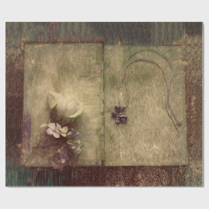  Antiek Sepia Brown Floral Old Texture Cadeaupapier