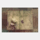 Antiek Sepia Brown Floral Old Texture Inpakpapier Vel (Voorkant 3)