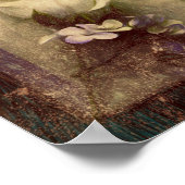 Antiek Sepia Brown Floral Old Texture Poster (Hoek)