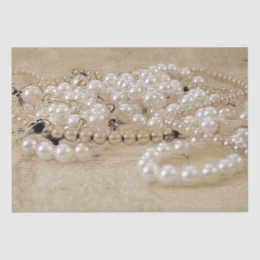 Antiek Sepia Brown White Pearls Texture Tissuepapier (Voorkant)