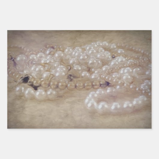  Antiek Sepia Brown Witte parels ontkoppelen Inpakpapier Vel (Voorkant 2)