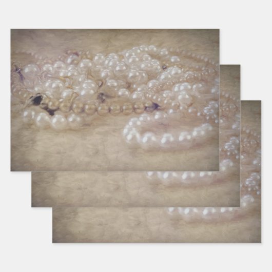 Antiek Sepia Brown Witte parels ontkoppelen Inpakpapier Vel (Set)