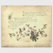 Antiek  Sepia Daisy Poetry of Flowers Cadeaupapier (Vlak)