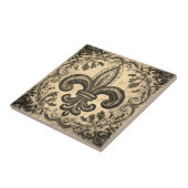 Antiek Sepia Fleur de Lis Distress Tegeltje (Zijkant)