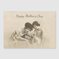 Antiek Sepia Portret van moeder en kind