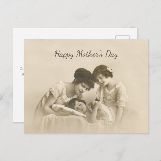 Antiek Sepia Portret van moeder en kind Feestdagenkaart (Voorkant / Achterkant)
